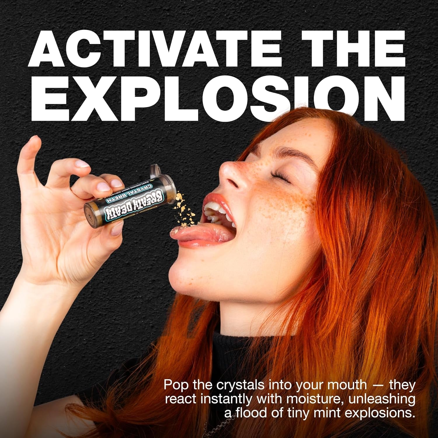 Crystal Breth Breath Mints, Peppermint Mint Crystals, Gluten Free, Vegan & Zero Calorie Mints, Zinc-Infused & Fast Acting Formula, Single Pack - 4 Tubes, 12 Servings per Tube, 1.6 Oz.