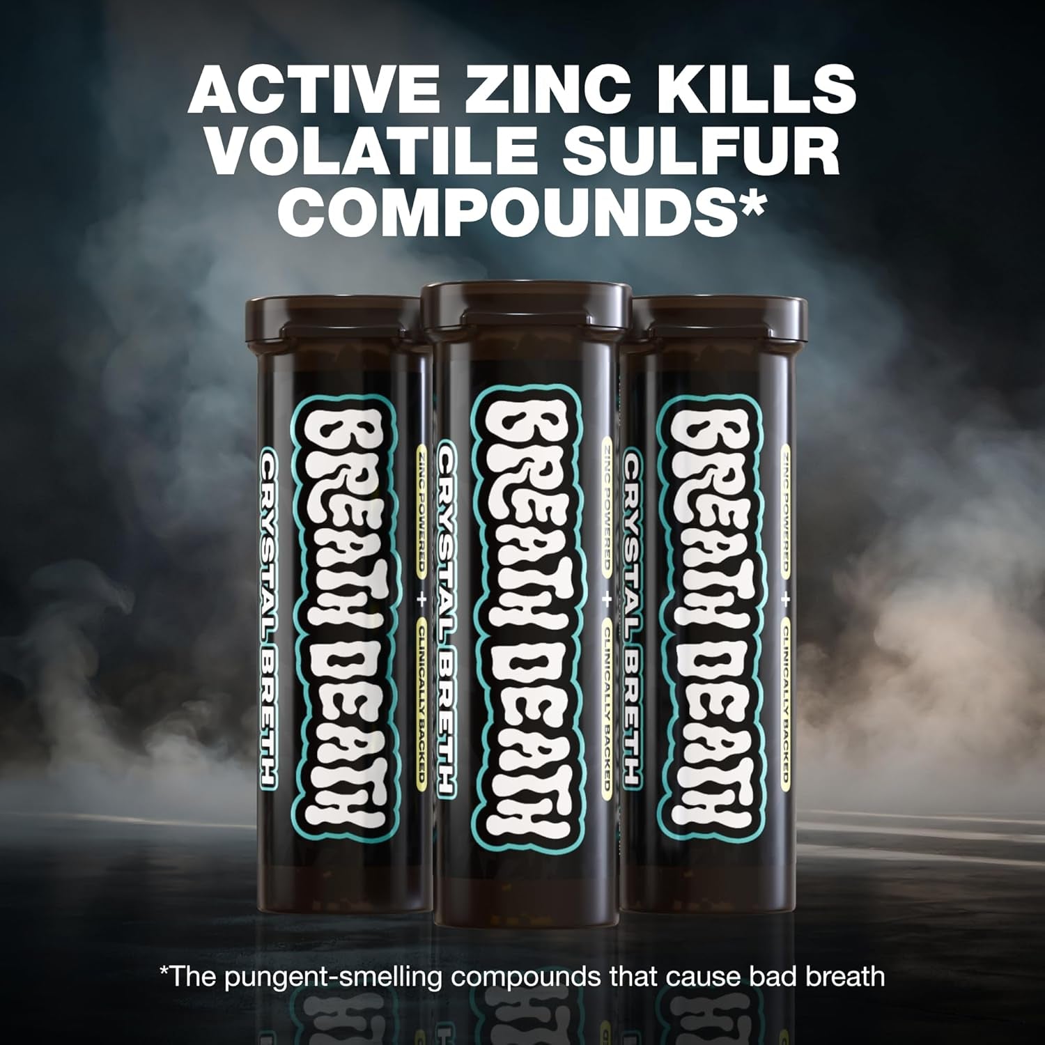 Crystal Breth Breath Mints, Peppermint Mint Crystals, Gluten Free, Vegan & Zero Calorie Mints, Zinc-Infused & Fast Acting Formula, Single Pack - 4 Tubes, 12 Servings per Tube, 1.6 Oz.